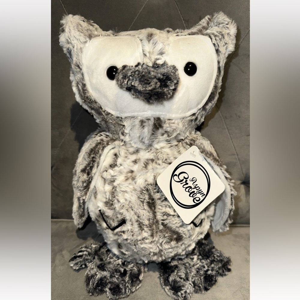 NEW Aspyn Grove Gray & White Plush owl / Penguin by Drowsy Brown